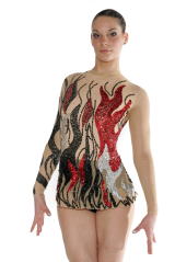 Rhythmic gymnastic leotards with sequins of three colors ( red, black, silver)